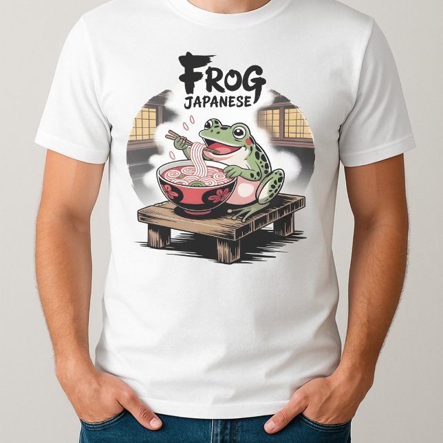 Camiseta Rana comiendo fideos japoneses Ramen Kawaii Neko (Subido por el creador)