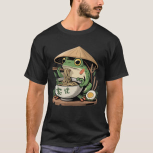 Camiseta Rana comiendo ramen kawaii neko fideos japoneses