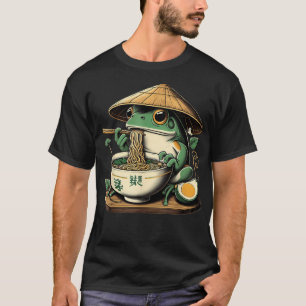 Camiseta Rana comiendo Ramen Kawaii Neko fideos japoneses A