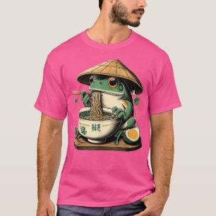 Camiseta Rana comiendo Ramen Kawaii Neko fideos japoneses A
