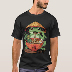 Camiseta Rana Comiendo Ramen Kawaii Neko Fideos Japoneses A