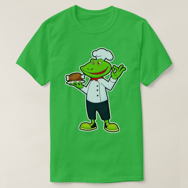 Camiseta Rana como cocinera con pollo de plato de servicio (Diseño del anverso)