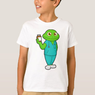Camiseta Rana como enfermera con medicina y estetioscopio