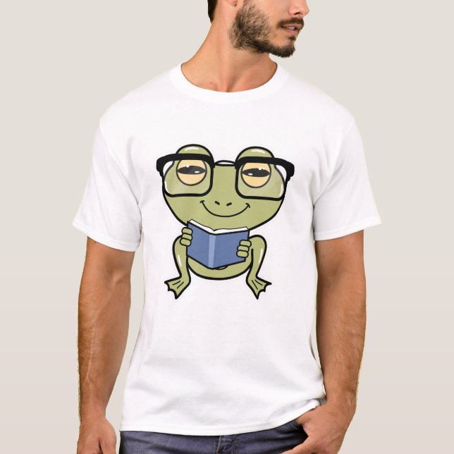 Camiseta Rana como estudiante con libro (Anverso)