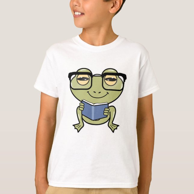 Camiseta Rana como estudiante con libro (Anverso)