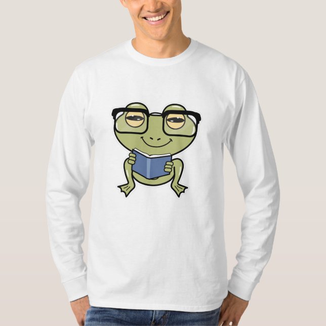 Camiseta Rana como estudiante con libro (Anverso)