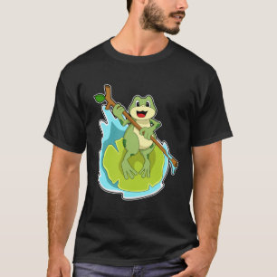 Camiseta Rana como excursionista con palo