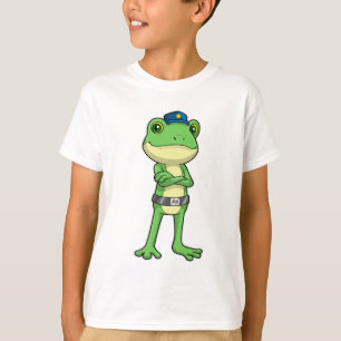 Camiseta Rana como oficial de policía con sombrero de polic