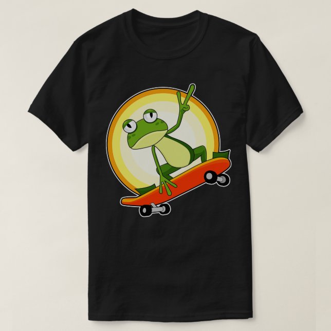 Camiseta Rana como patinador con patineta (Diseño del anverso)