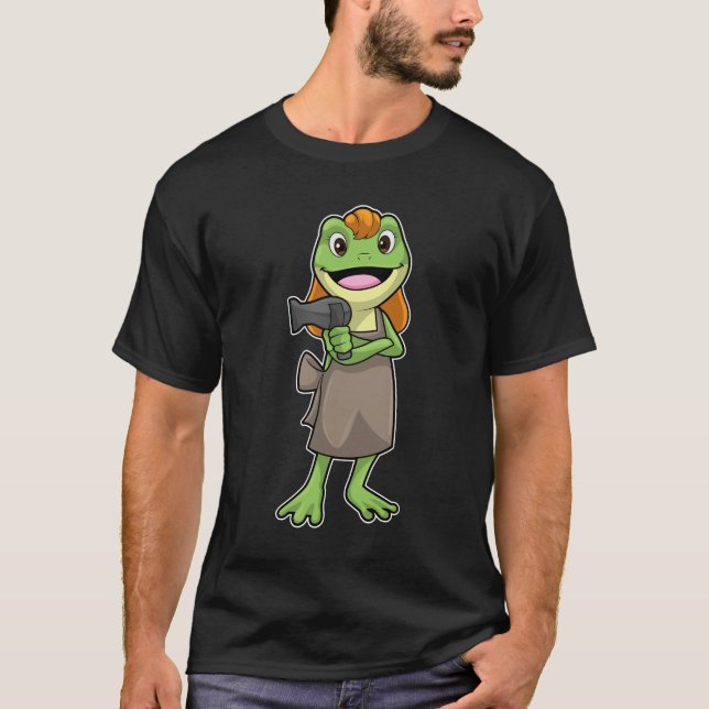 Camiseta Rana como peluquero con secador de pelo (Anverso)