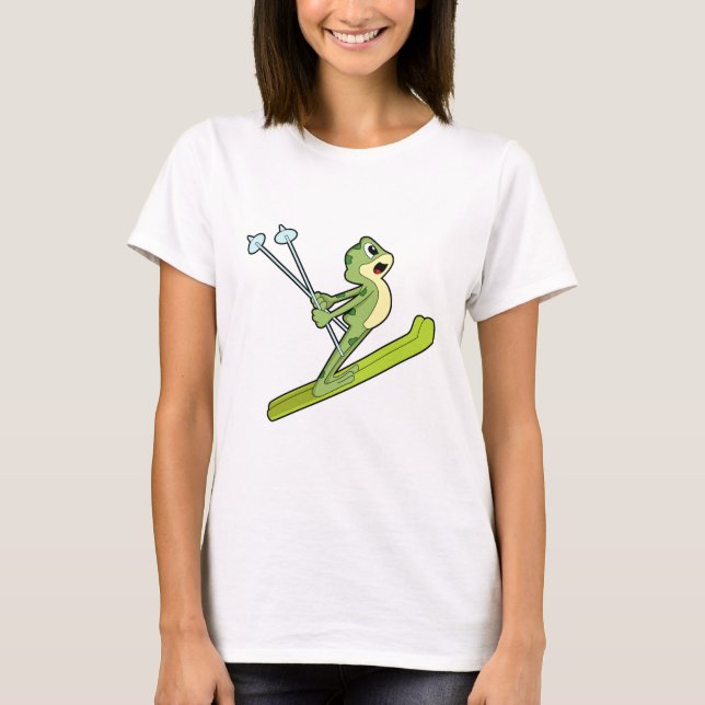 Camiseta Rana como saltador de esquí con Ski.PNG (Anverso)