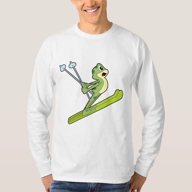Camiseta Rana como saltador de esquí con Ski.PNG (Anverso)