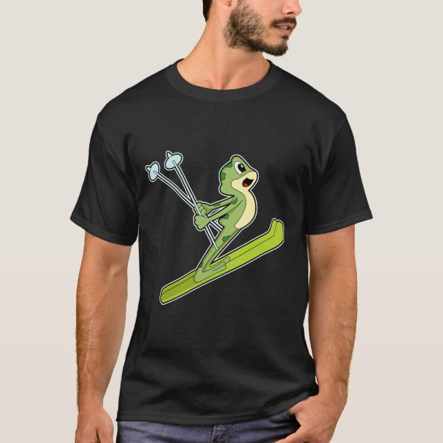 Camiseta Rana como saltador de esquí con Ski.PNG (Anverso)