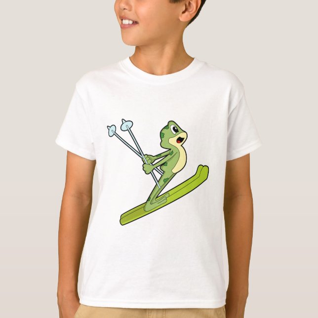 Camiseta Rana como saltador de esquí con Ski.PNG (Anverso)