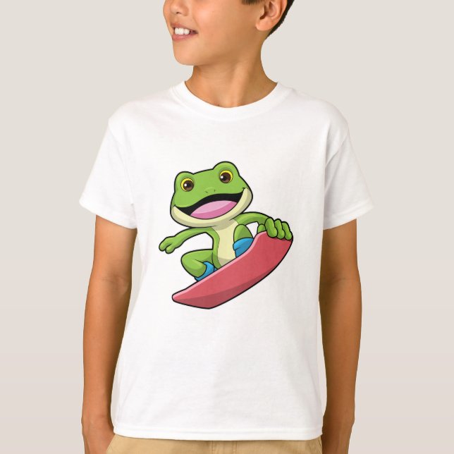 Camiseta Rana como snowboard con snowboard (Anverso)