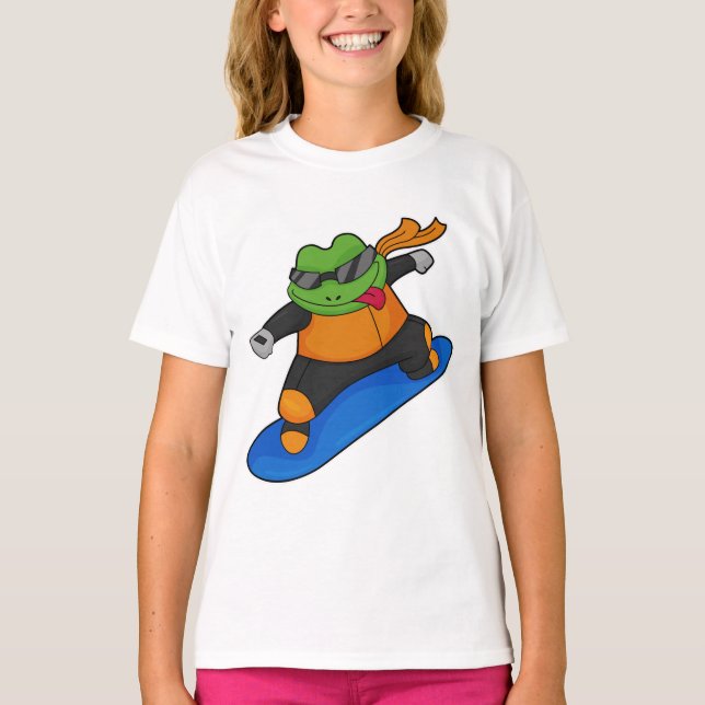 Camiseta Rana como snowobarder con Snowboard (Anverso)