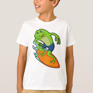 Camiseta Rana como surfista con tabla de surf