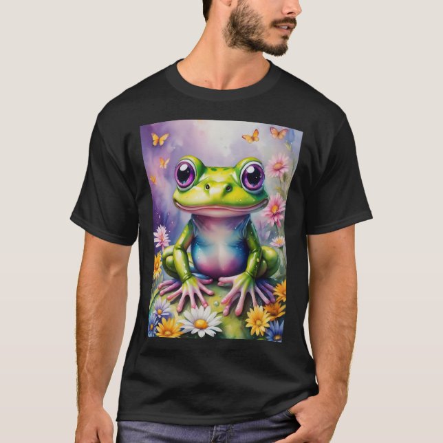 Camiseta Rana con arte digital de flores (Anverso)