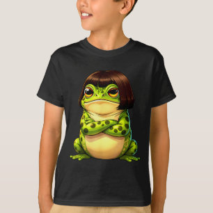 Camiseta Rana con corte de pelo bob divertida meme de rana