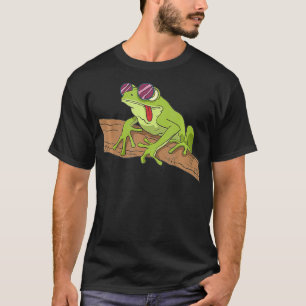 Camiseta Rana Con Gafas De Sol En Una Rama