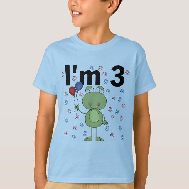 Camiseta Rana con globos Tercer cumpleaños (Anverso)