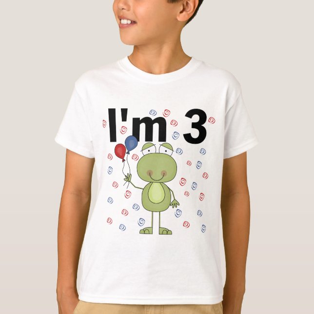 Camiseta Rana con globos Tercer cumpleaños (Anverso)