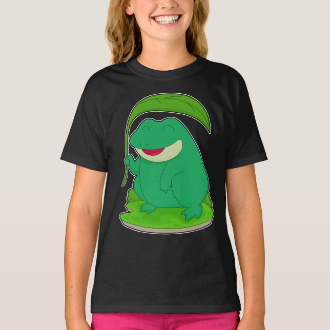 Camiseta Rana con hoja como sombrilla (Anverso)
