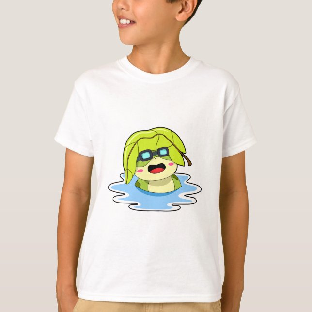 Camiseta Rana con hoja nadando (Anverso)