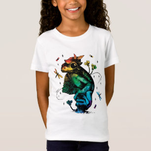 Camiseta Rana con seta Cottagecore estilo dibujado a mano