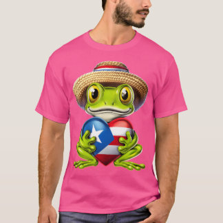 Camiseta Rana Coqui Corazón Puerto Rico Bandera Puertorriqu