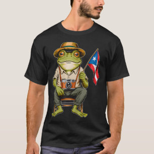 Camiseta Rana Coqui Divertida Bandera de Puerto Rico Taino 