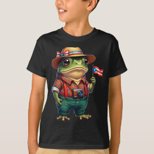 Camiseta Rana Coqui Divertida Bandera de Puerto Rico Taino 