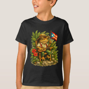 Camiseta Rana Coqui Divertida Tocando Cuatro