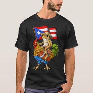 Camiseta Rana Coqui Puertorriqueña Montando Gallo