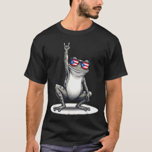 Camiseta Rana coqui retro rock música bandera de puerto ric