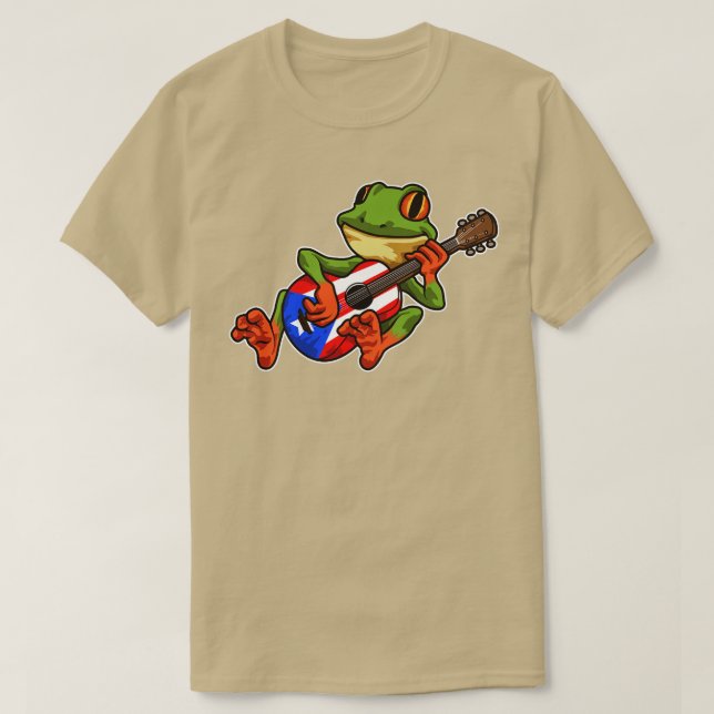 Camiseta Rana Coqui Tocando La Guitarra Boricua Animal (Diseño del anverso)