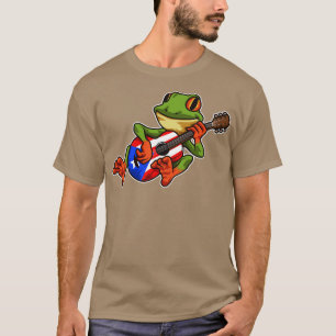 Camiseta Rana Coqui Tocando La Guitarra Boricua Animal
