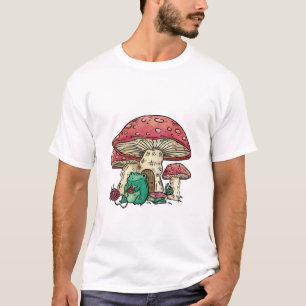 Camiseta Rana Cottagecore con casa de hongos