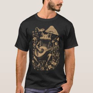 Camiseta Rana Cottagecore con Guitarra Acústica y Hongos Ae