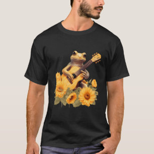 Camiseta Rana Cottagecore Jugando Girasol De Guitarra