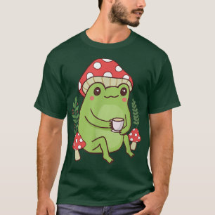 Camiseta Rana Cuta Bebida Tea Mushroom Gorra Cottagecore Ae