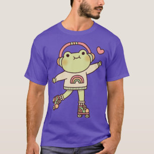 Camiseta Rana Cuta Con Auriculares Y Patines De Rollo