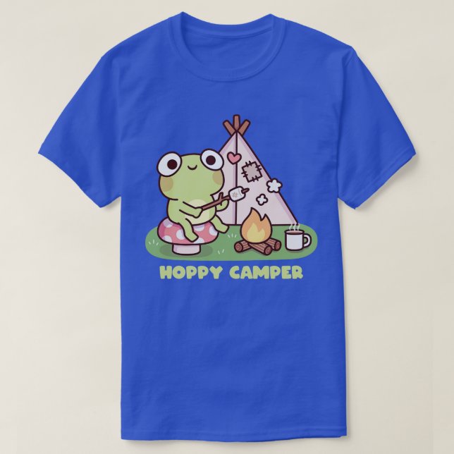 Camiseta Rana Cuta En Campfire Hoppy Camper Pun (Diseño del anverso)
