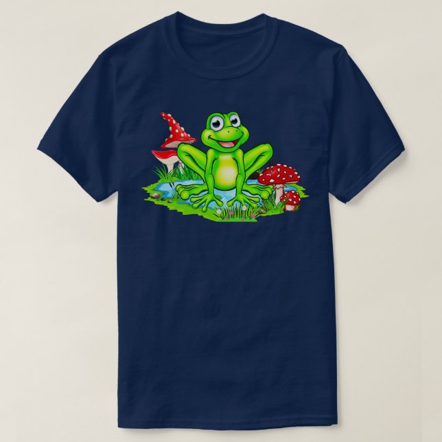 Camiseta Rana Cuta En El Estanque Y Los Hongos Naturaleza (Diseño del anverso)