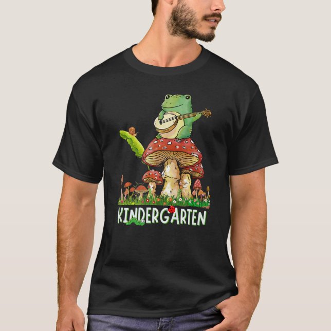 Camiseta Rana Cuta Jugando Banjo Snail Mushroom Kindergarte (Anverso)