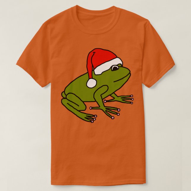Camiseta Rana Cuta Usando Un Sombrero De Santa Navidades (Diseño del anverso)