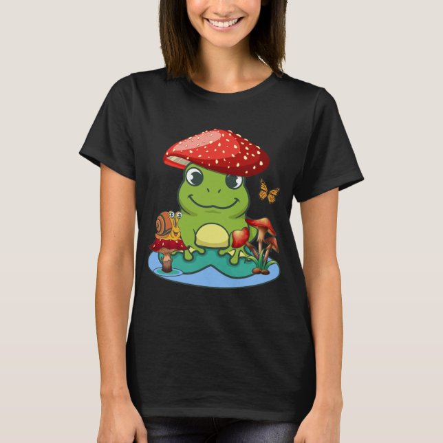 Camiseta Rana Cute Setas Gorra Mariposa (Anverso)