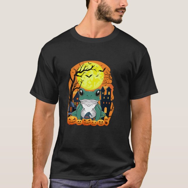 Camiseta Rana Dart venenosa con calabazas divertida Hallowe (Anverso)