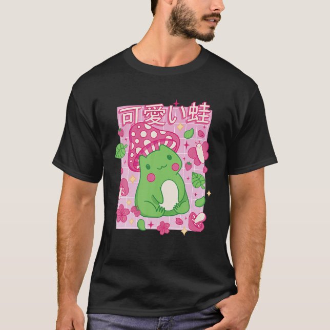 Camiseta Rana de algodón cruda Fresa Retro 90 Kawaii (Anverso)