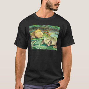 Camiseta Rana de algodón Rana de Lotus Pond Watercolor Toad